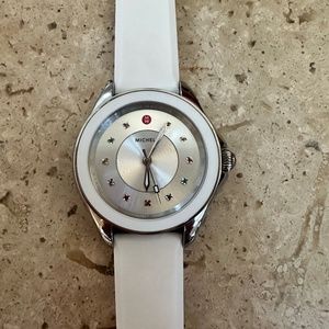Michele white jellybean watch with rainbow gems